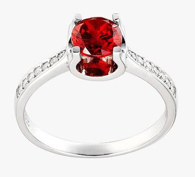 RED GARNET STERLING SILVER RING - CUSHION